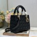 Replica Medium Lady Dior Bag black Flat Cannage Lambskin