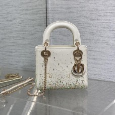 Replica Mini Lady Dior Green Embroidered Bag