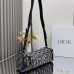 Blue Quilted Dior-Inspired East-West Mini Bag with Gold Chain Strap