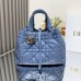 Medium Blue Dior-Style Toujours Bag with Quilted Detailing - Front View