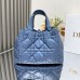 Close-Up of Gold-Tone Buckle on Replica Blue Quilted Handbag