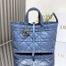 Woman Carrying Blue Replica Tote Bag with Casual Outfit