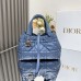 Small Blue Dior-Style Toujours Bag with Quilted Detailing - Front View