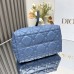 Open Blue Dior-Inspired Tote Bag Displaying Organized Interior Pockets