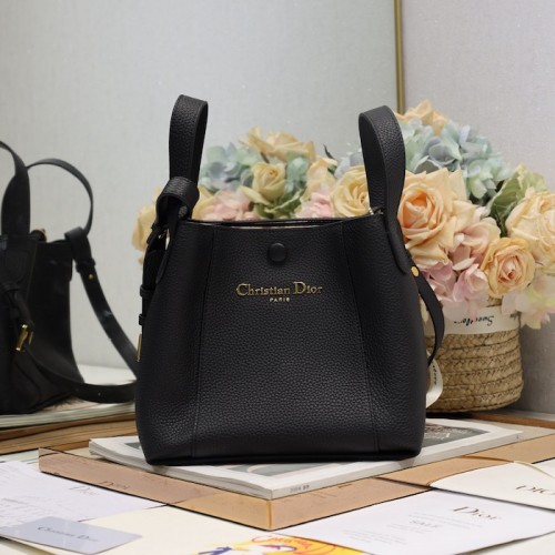 Replica Dior Small Signature Bucket Bag black leather