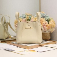Replica Dior Small Signature Bucket Bag white leather